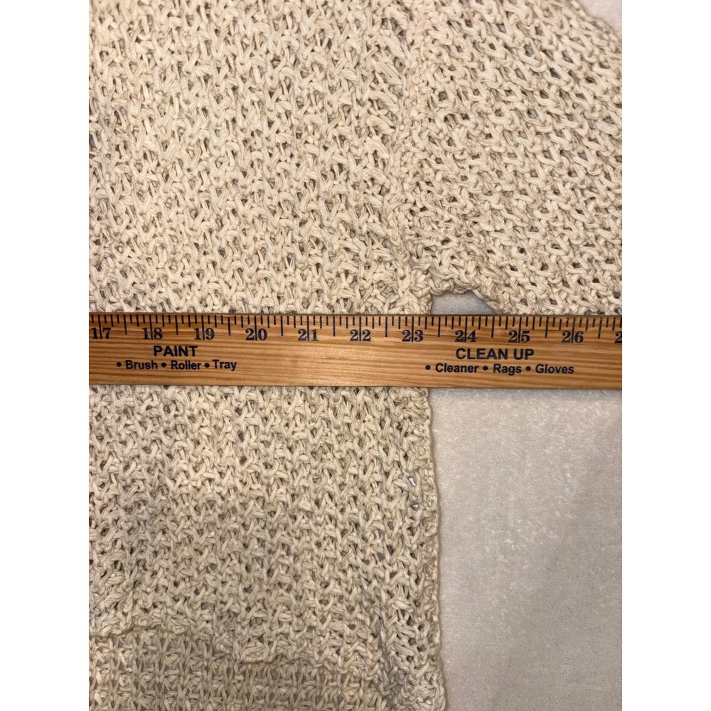 Eileen Fisher Cream Open Knit V-Neck Sweater XL 3/4 Sleeve High-Low Pullover - Picture 10 of 11